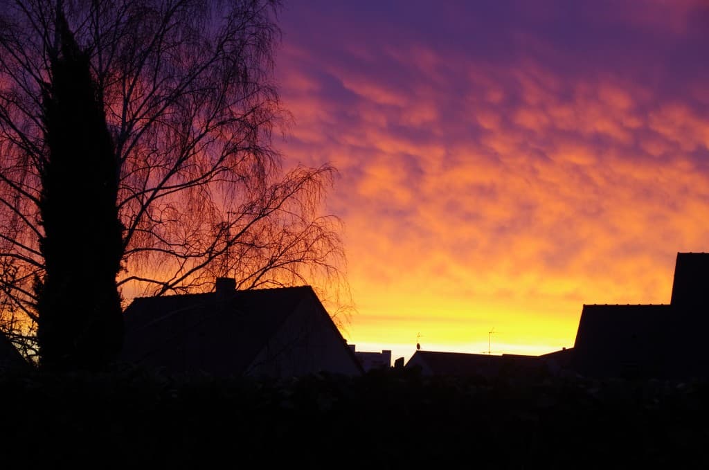 Ciel rose et pommelé à l'aube