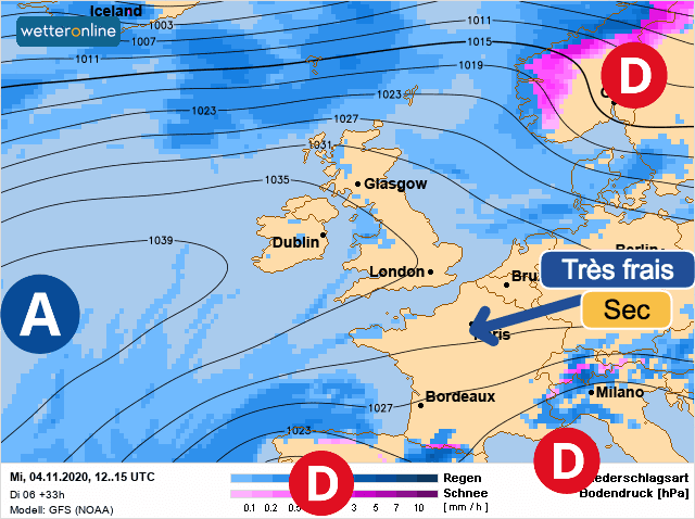 Carte de prévisions d'europe du Mercredi 4 novembre 2020