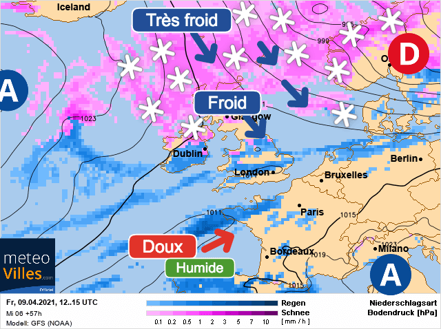 Carte de prévisions d'europe du Vendredi 9 avril 2021