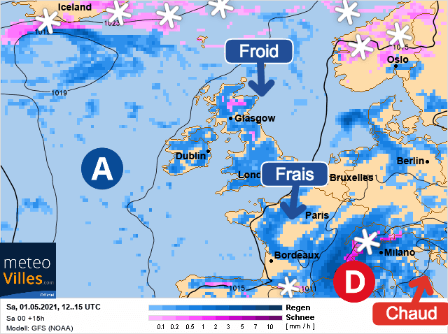 Carte de prévisions d'europe du Samedi 1 mai 2021