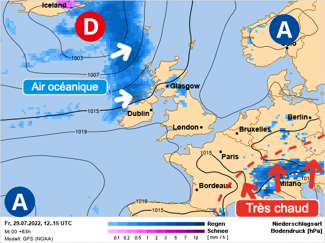 Carte de prévisions d'europe du Vendredi 29 juillet 2022
