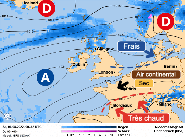 Carte de prévisions d'europe du Samedi 6 août 2022