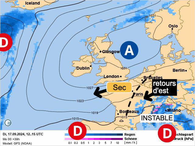 Carte de prévisions d'europe du Mardi 17 septembre 2024