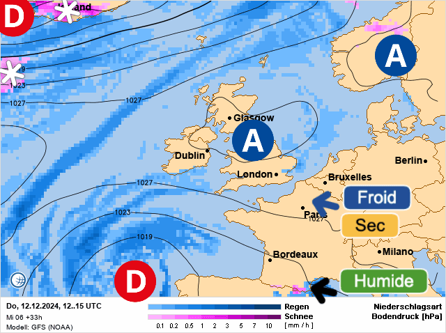 Carte de prévisions d'europe du Jeudi 12 décembre 2024