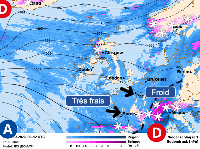 Carte de prévisions d'europe du Samedi 14 mars 2026