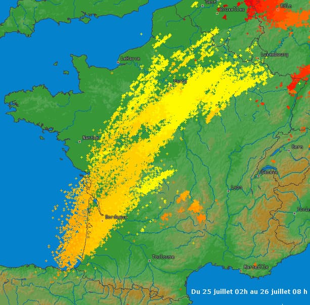 Image d'illustration pour Orages du Sud-Ouest au Nord-Est (vigilance)