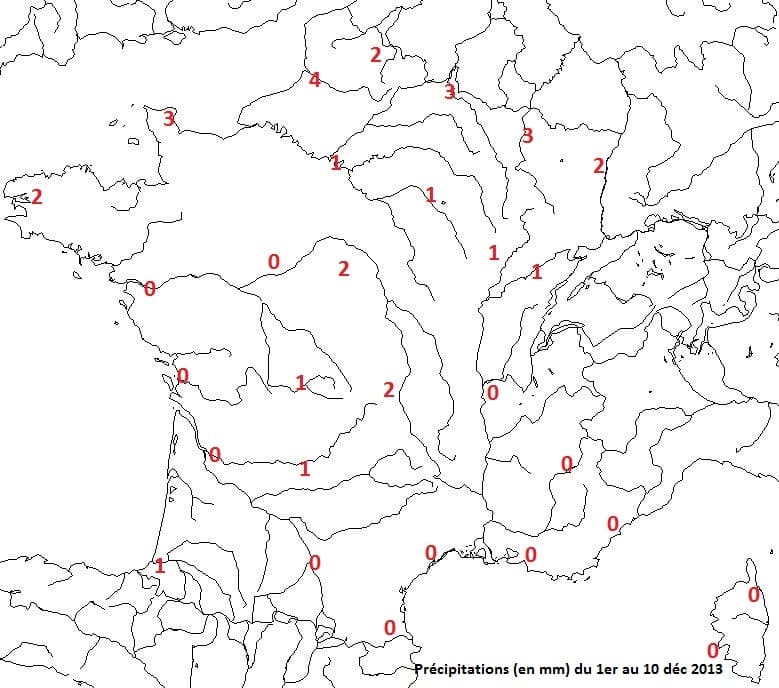 Image d'illustration pour Suivi des précipitations - 1ère décade de décembre