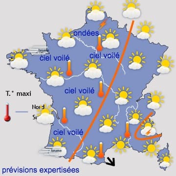 Evolution temporaire des conditions entre vendredi et samedi