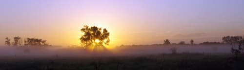 lever de soleil dans la brume