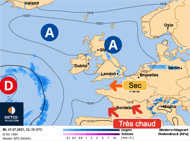 Carte de prévisions d'europe du Mercredi 21 juillet 2021