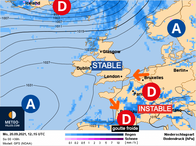 Carte de prévisions d'europe du Lundi 20 septembre 2021