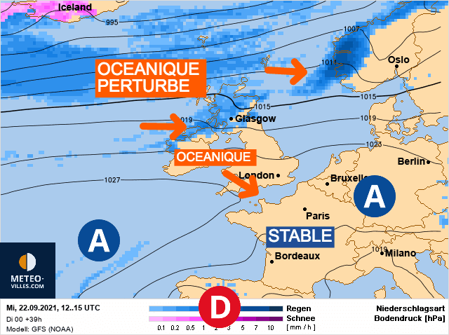 Carte de prévisions d'europe du Mercredi 22 septembre 2021