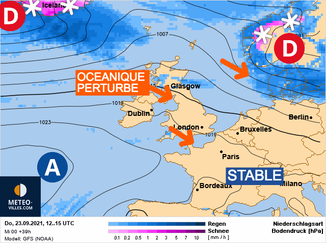 Carte de prévisions d'europe du Jeudi 23 septembre 2021