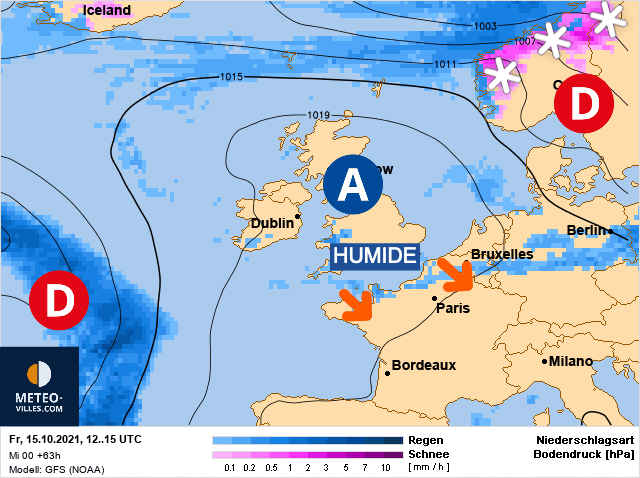 Carte de prévisions d'europe du Vendredi 15 octobre 2021