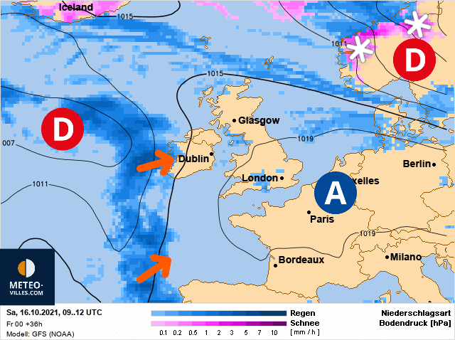 Carte de prévisions d'europe du Samedi 16 octobre 2021