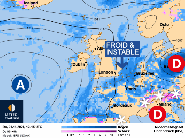Carte de prévisions d'europe du Jeudi 4 novembre 2021