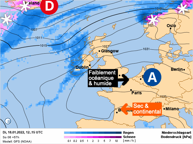 Carte de prévisions d'europe du Mardi 18 janvier 2022