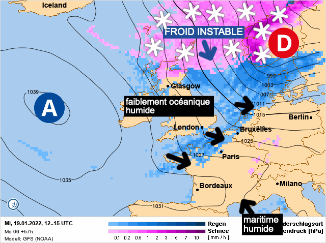 Carte de prévisions d'europe du Mercredi 19 janvier 2022