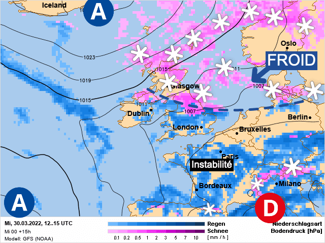 Carte de prévisions d'europe du Mercredi 30 mars 2022