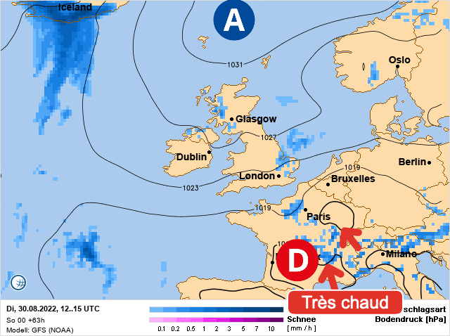 Carte de prévisions d'europe du Mardi 30 août 2022
