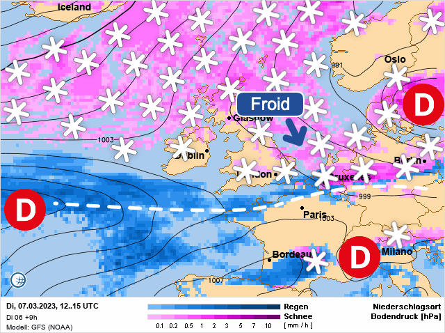 Carte de prévisions d'europe du Mardi 7 mars 2023