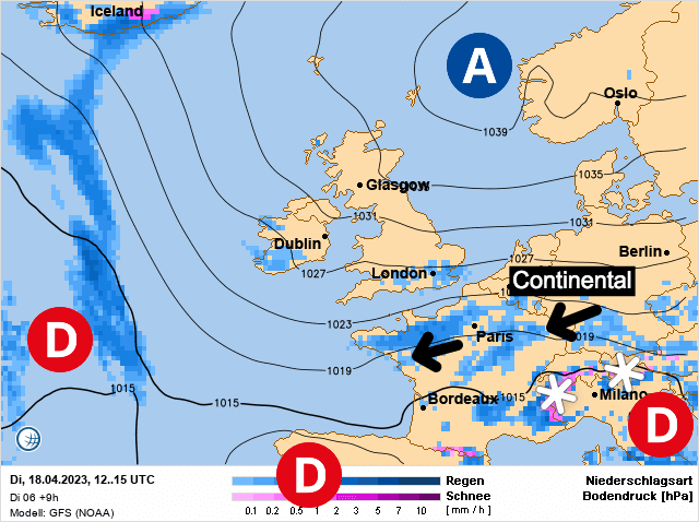 Carte de prévisions d'europe du Mardi 18 avril 2023