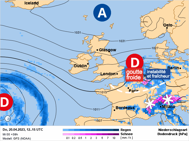 Carte de prévisions d'europe du Jeudi 20 avril 2023