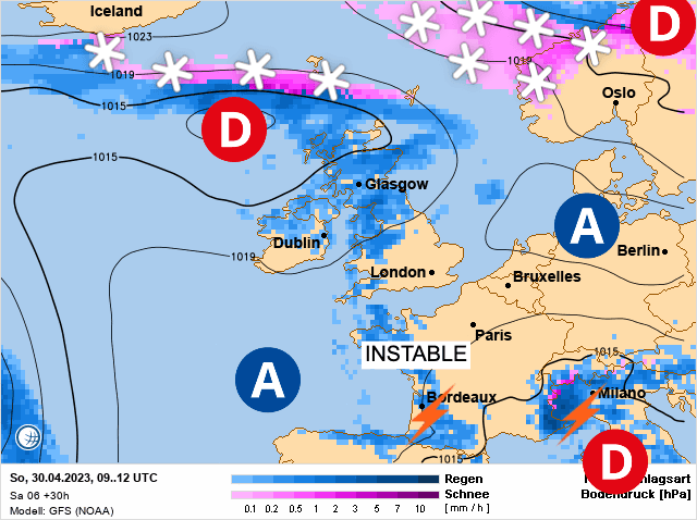 Carte de prévisions d'europe du Dimanche 30 avril 2023