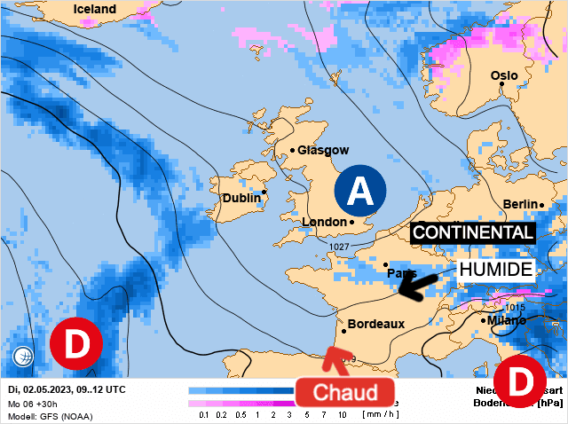 Carte de prévisions d'europe du Mardi 2 mai 2023