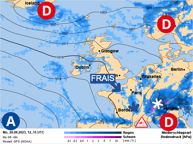 Carte de prévisions d'europe du Lundi 28 août 2023
