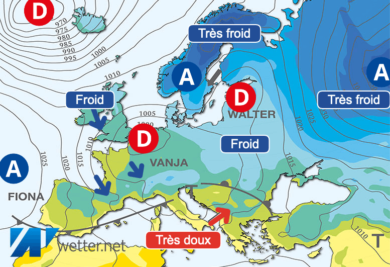 Carte de prévisions d'europe du Mercredi 13 décembre 2023