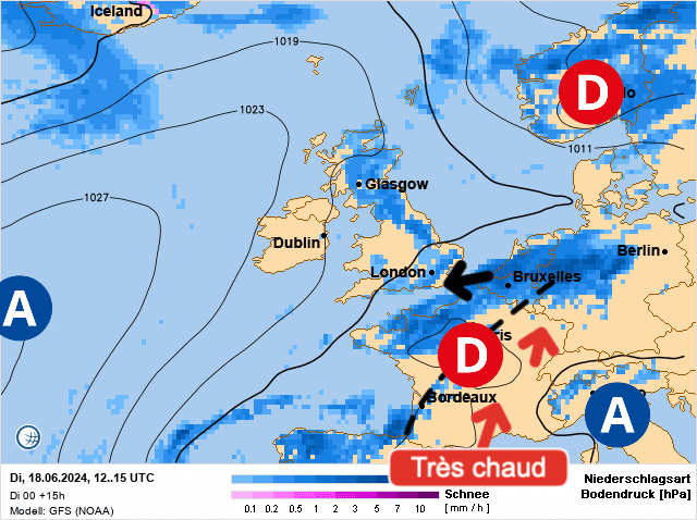 Carte de prévisions d'europe du Mardi 18 juin 2024
