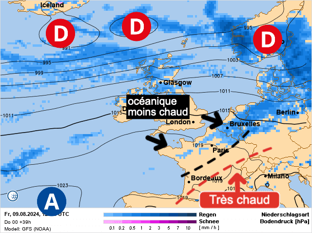 Carte de prévisions d'europe du Vendredi 9 août 2024