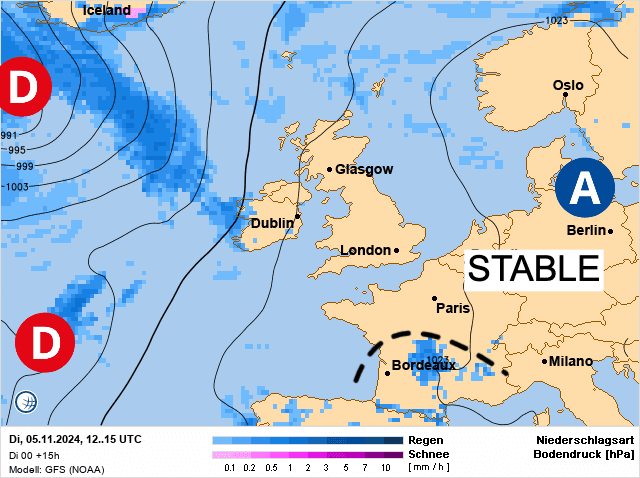 Carte de prévisions d'europe du Mardi 5 novembre 2024