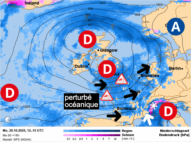 Carte de prévisions d'europe du Lundi 20 octobre 2025
