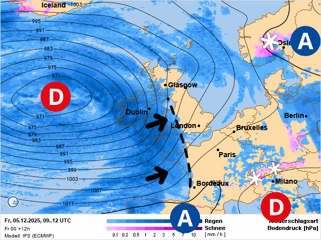 Carte de prévisions d'europe du Vendredi 5 décembre 2025