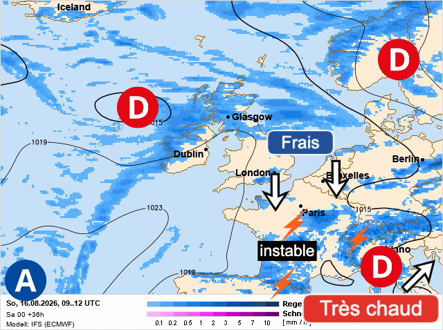 Carte de prévisions d'europe du Dimanche 16 août 2026
