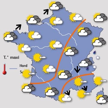 Retour des nuages sur la moitié Nord et du soleil dans le Sud-est